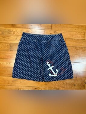L.L. Bean Checkered Anchor Skirt Fisherman Theme